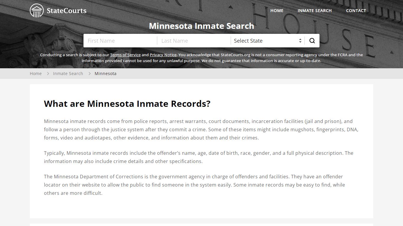Minnesota Inmate Search, Prison and Jail Information - StateCourts